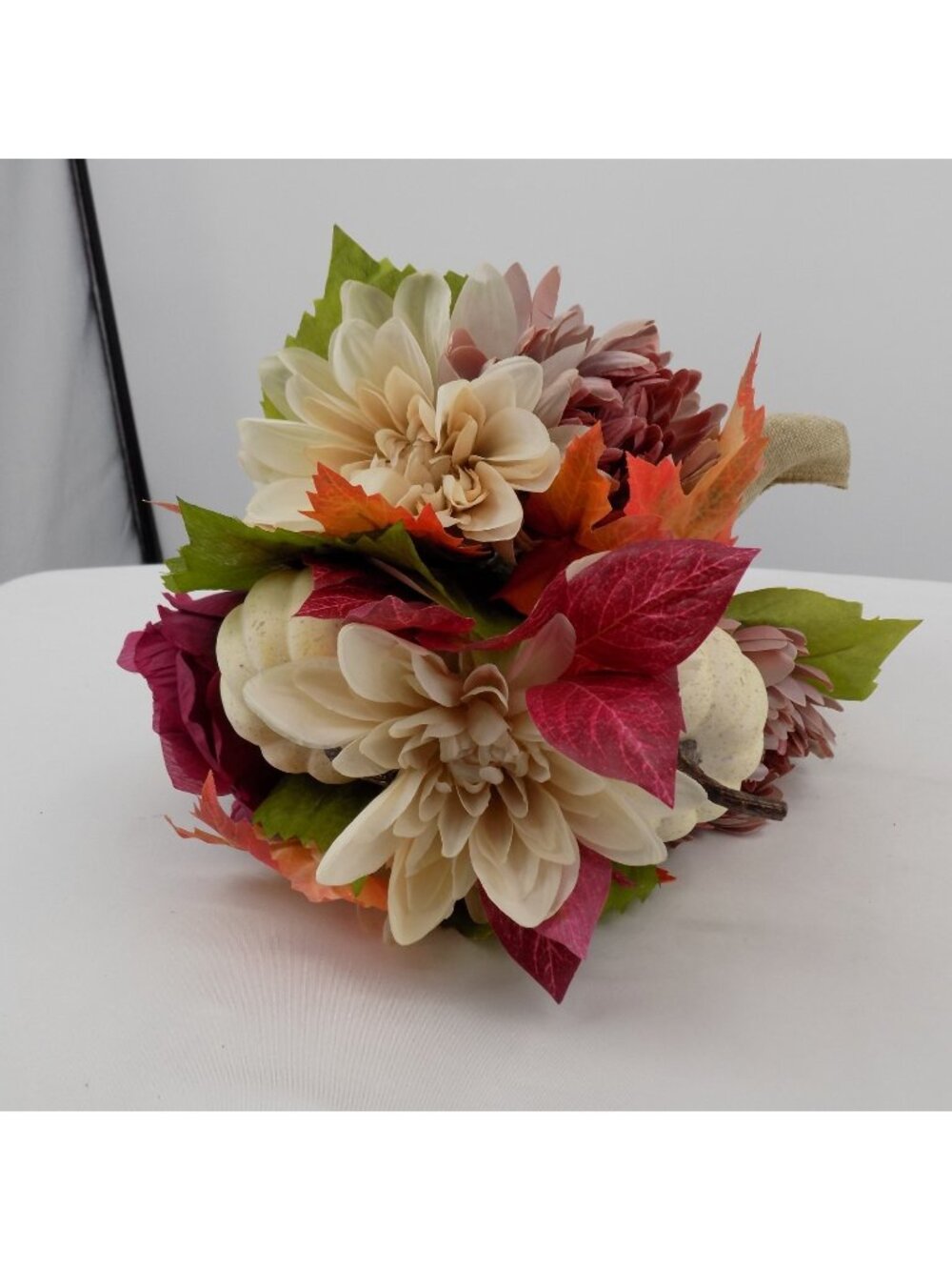 Graveyard Memorial Fall Flowers Medium Cone Remembrance Burgundy Cream Pumpkin